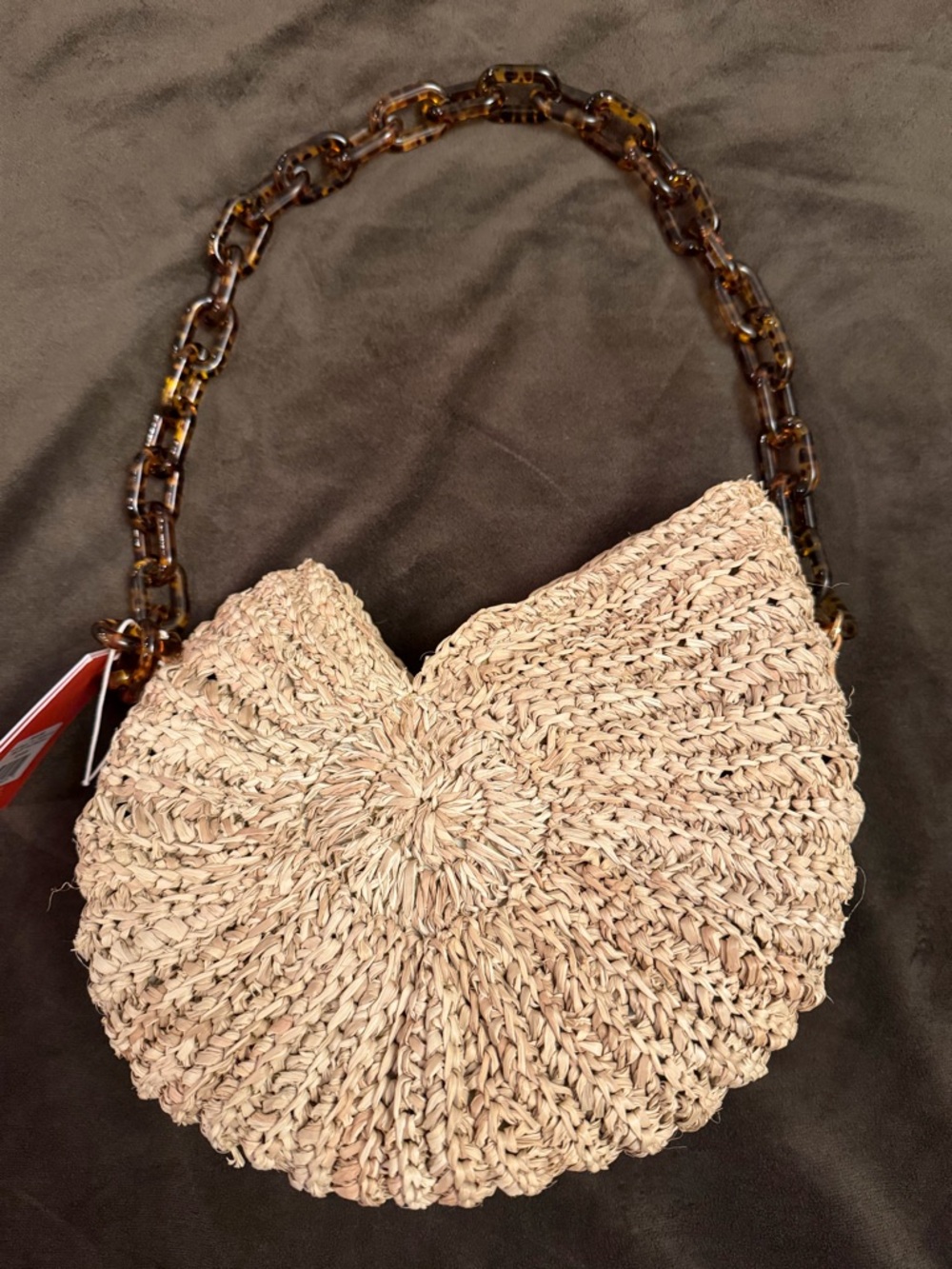 Woven Straw Cesi Conch Bag with Tortoise Shell Chain - POOLSIDE